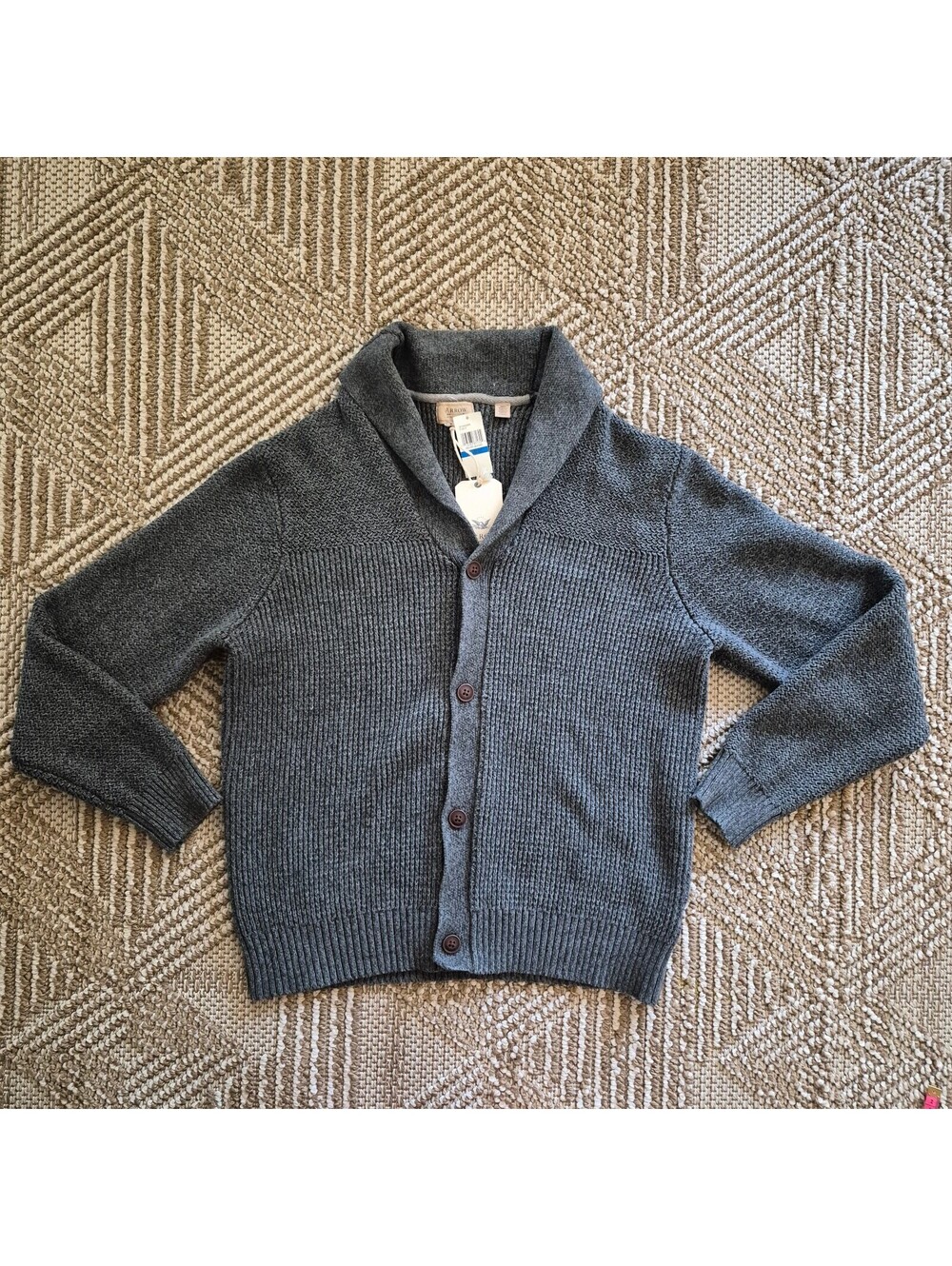 NWT ARROW American Heritage Cozy Gray Shawl Collar Ribbed Cardigan Sweater XL